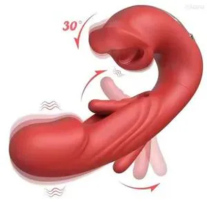 3-in-1 Dildo Vibrator – Tongue Licking G-Spot & Clitoral Stimulator, 7 Modes